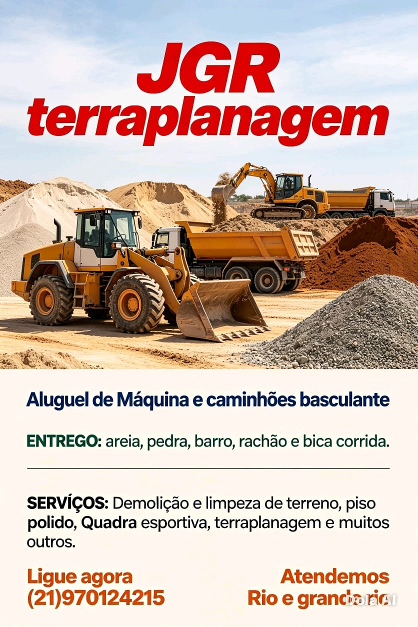 Serviço de Aluguel de Máquinas e Caminhões - JGR Terraplanagem em Duque de Caxias RJ